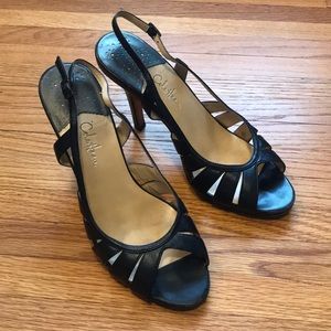 Cole Haan Elegant, Strappy Black 4.25” Heels